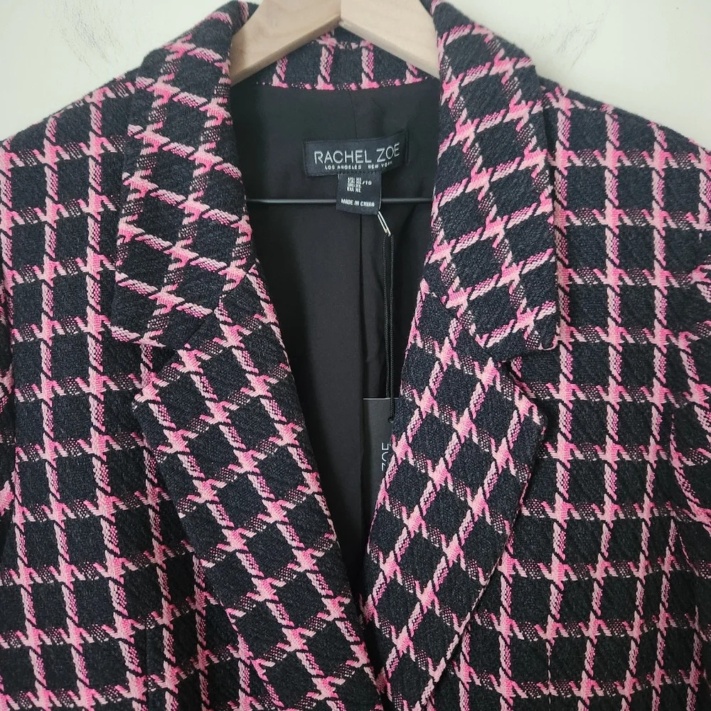 NWT Rachel Zoe | Double Breasted Wool Blend Check Patterned Blazer - Size XL - Picture 4 of 12